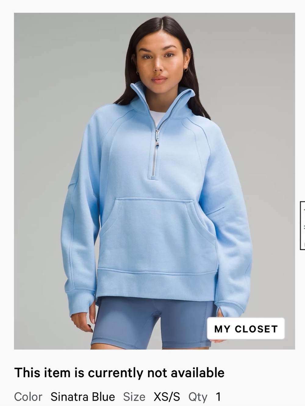 Lululemon Scuba Funnel Neck Half-Zip Long - Sinatra Blue